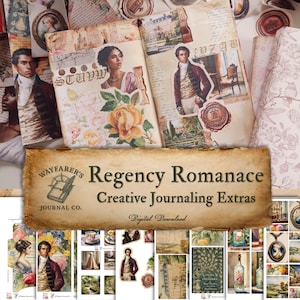 Extras de diario creativo de Regency Romance / Descarga digital / Efímeras y recortes recargados para diarios basura