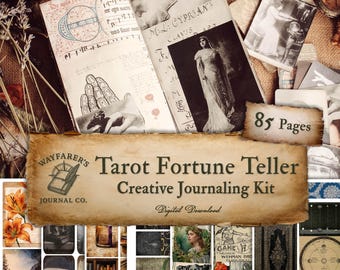 Tarot Fortune Teller Journal Kit – Mystiska efemera, häxmaterial (digital nedladdning)
