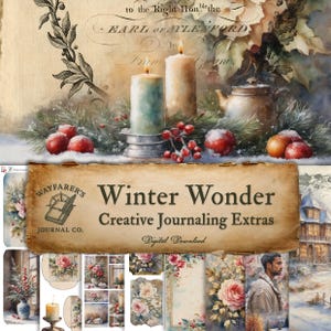 Winter Wonder Creative Journaling Extras | Digital Download, Junk Journal Kit, Scrapbook Papers, Ephemera