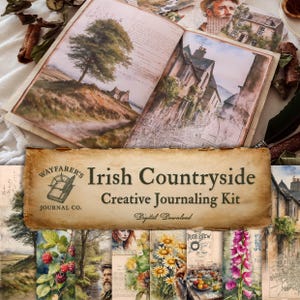 Kit di diario creativo della campagna irlandese / Download digitale / Crea un diario di viaggio o di ricordi ispirato al patrimonio rurale dell'Irlanda