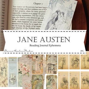 Jane Austen Reading Journal Ephemera for Journals, Planners, Scrapbooks, Card Making and Crafting | Digital Download