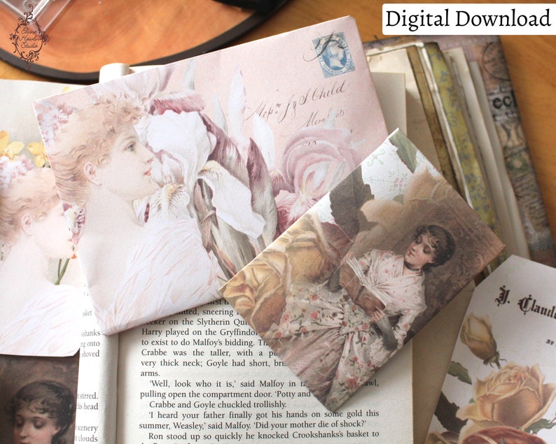 Romantic Flowers Junk Journal Kit, Shabby Chic, Cottagecore, Floral, Scrapbook, Digital Download image 7