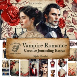 Vampire Romance Creative Journaling Kit | Digital Download | Gothic Junk Journal Kit Inspired by Dracula