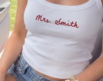 Débardeur Mme, Débardeur brodé EVJF, T-shirt brodé personnalisé, Cadeau brodé personnalisé