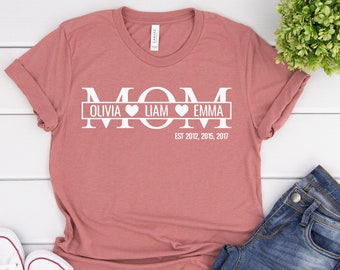 Mom Shirt, Custom Mom Shirt, Mom Shirt With Kids Names, Mom Name Shirt, Personalized Mom Shirt, Mom and Kids Shirt, Mom Life Shirt