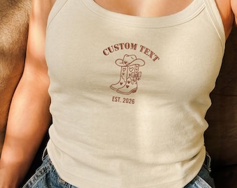 Camiseta sin mangas bordada estilo vaquera para despedida de soltera, camiseta estilo western para novia y damas de honor, camiseta sin mangas bordada para despedida de soltera, regalo bordado personalizado