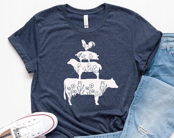 Farm Animals Shirt, Floral farm Animals, Stacked Farm Animals, Farm Shirt, Farmyard Shirt, Barnyard Stack Shirt, Barnyard Animals Shirt