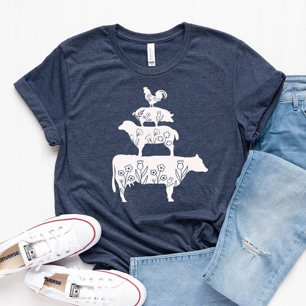 Farm Animals Shirt, Floral farm Animals, Stacked Farm Animals, Farm Shirt, Farmyard Shirt, Barnyard Stack Shirt, Barnyard Animals Shirt