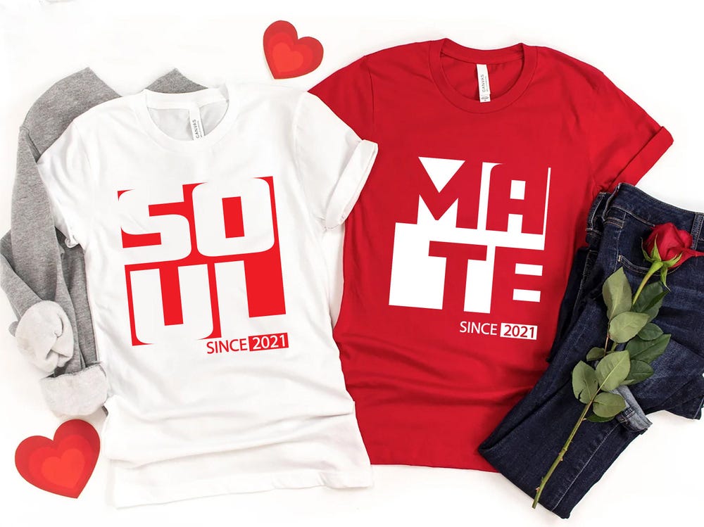 Soulmate Shirt, Valentines Shirt, Wedding Shirt, Valentines Day Shirt, Couples Shirt, Soul Mate Shirt, Customized Shirt, Anniversary Shirt Shopmytshirts