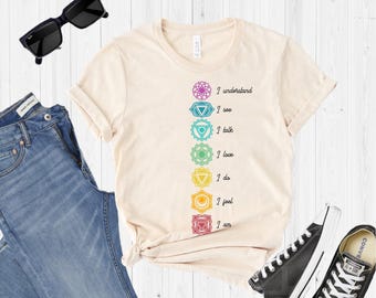 Chakra Shirt, Yoga T-Shirt, Mandala Tee, Meditation Shirt, Chakra Symbols Shirt, 7 Chakras Shirt, Namaste Shirt, Seven Chakras Tee, Zen Tee