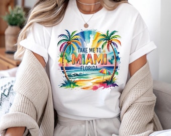 Miami Florida Graphic T-shirt, Sunshine Vacation Outfit