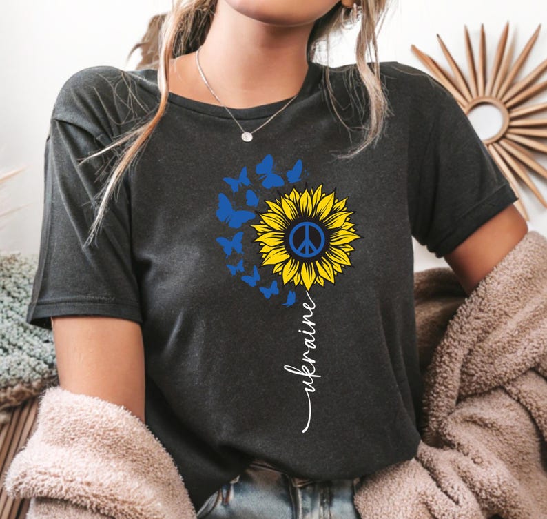 Sunflower Ukraine Shirt, Peace & Freedom Tee, Support Ukraine, Stop War T-Shirt
