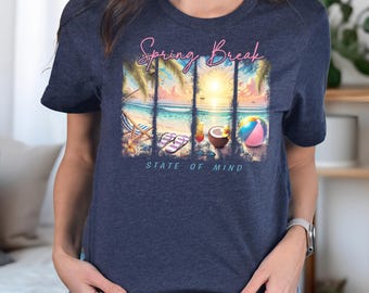 Spring Break State of Mind Tee, Tropical Beach Vacation Shirt