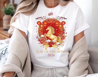 Fire Horse Chinese New Year Tee, Lunar Celebration T-Shirt