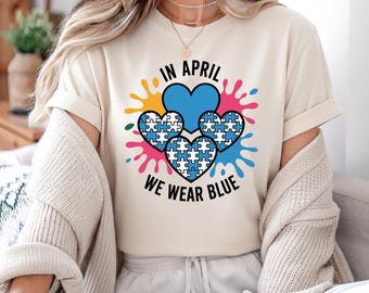 Autism Awareness T-Shirt, Blue Puzzle Heart, Autism Month Tee