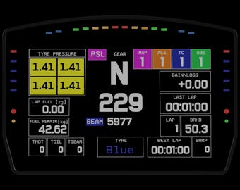 6.8'' Sim Racing Dash Display DDU 10.7 28LEDs Fanatec Simucube