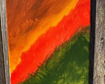 Het gebied van de zonsondergang Acryl op canvas 8x10 Origineel schilderen