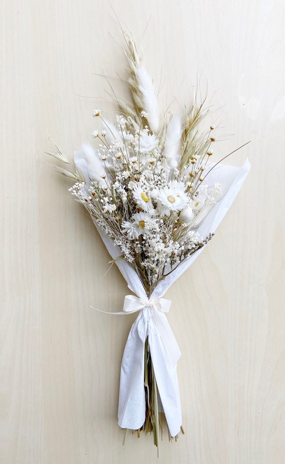 Bouquet di fiori secchi, fiori secchi bianchi, beige, boho, regalo bouquet  di fiori secchi -  Italia
