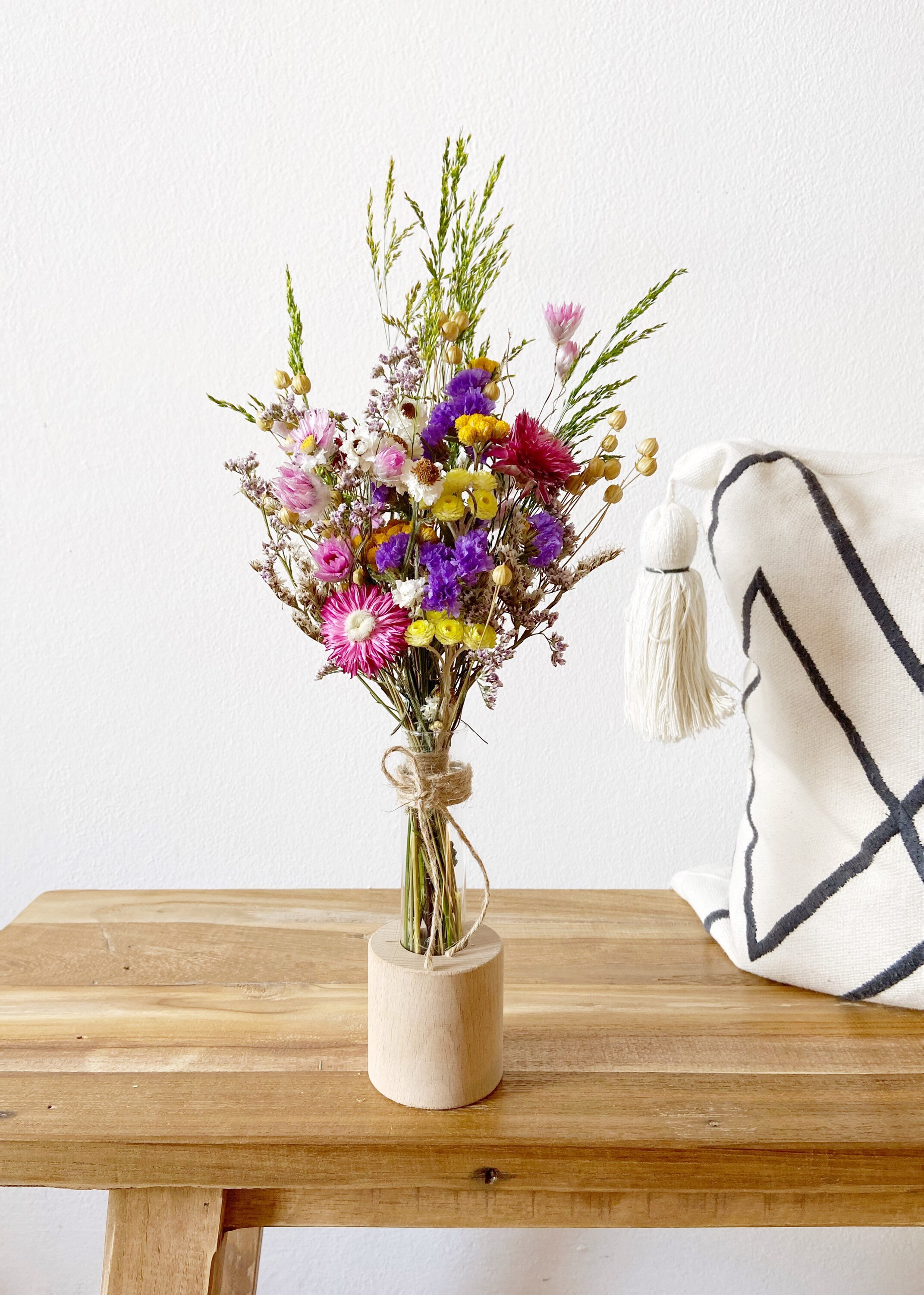Trockenblumenstrauß, Trockenblumen bunt, Geschenk Strauß