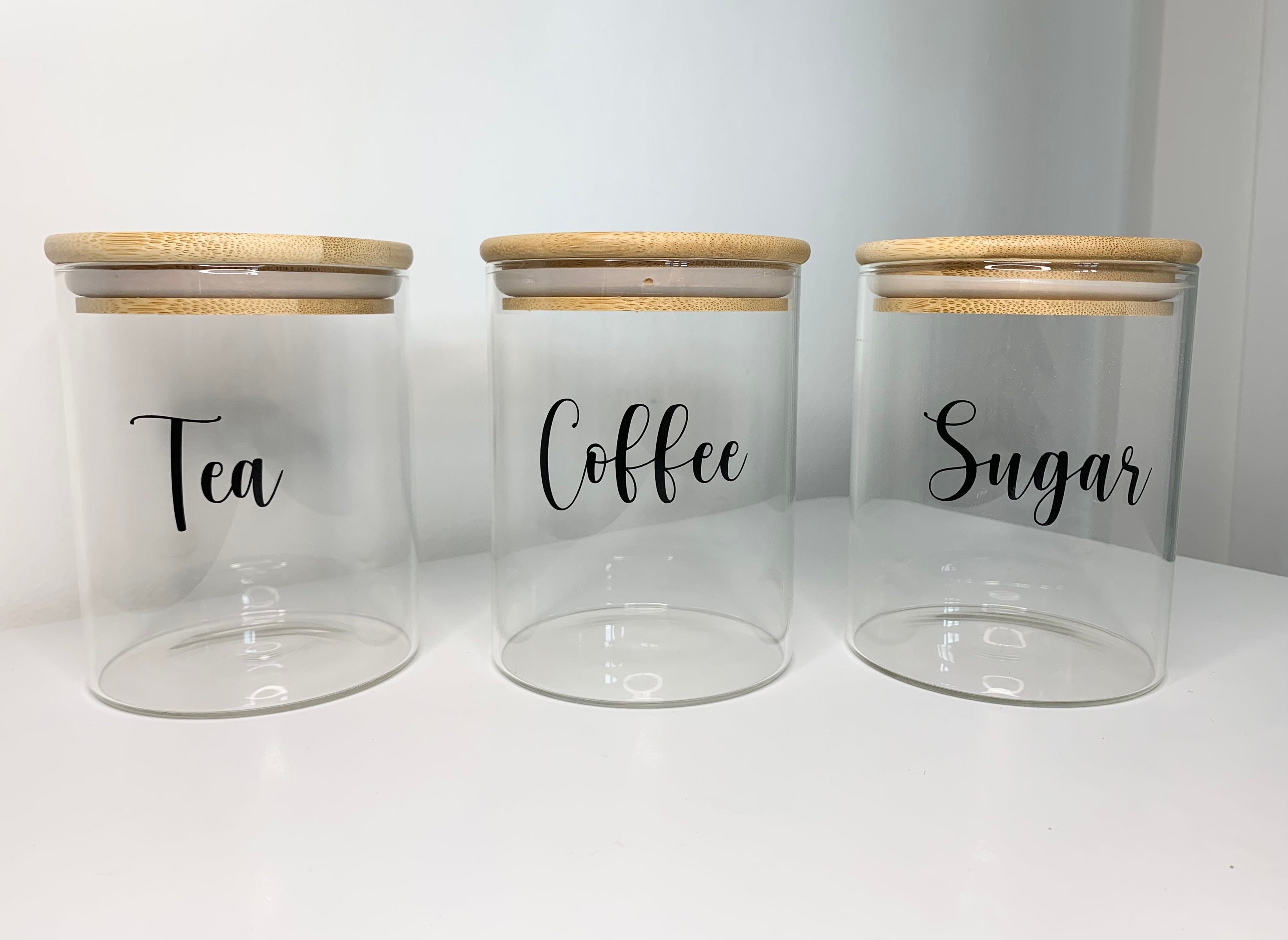 Personalised Glass Pantry Jar With Bamboo Lid Eco Friendly Etsy