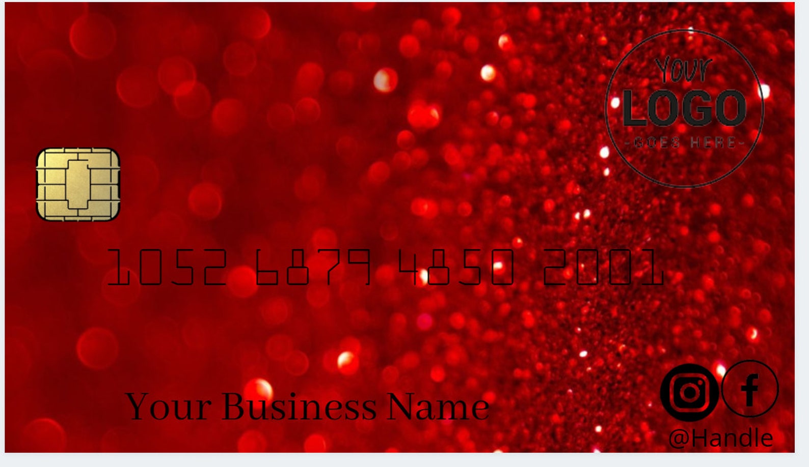 DIY credit card business cards Red Glitter DIY editable Etsy