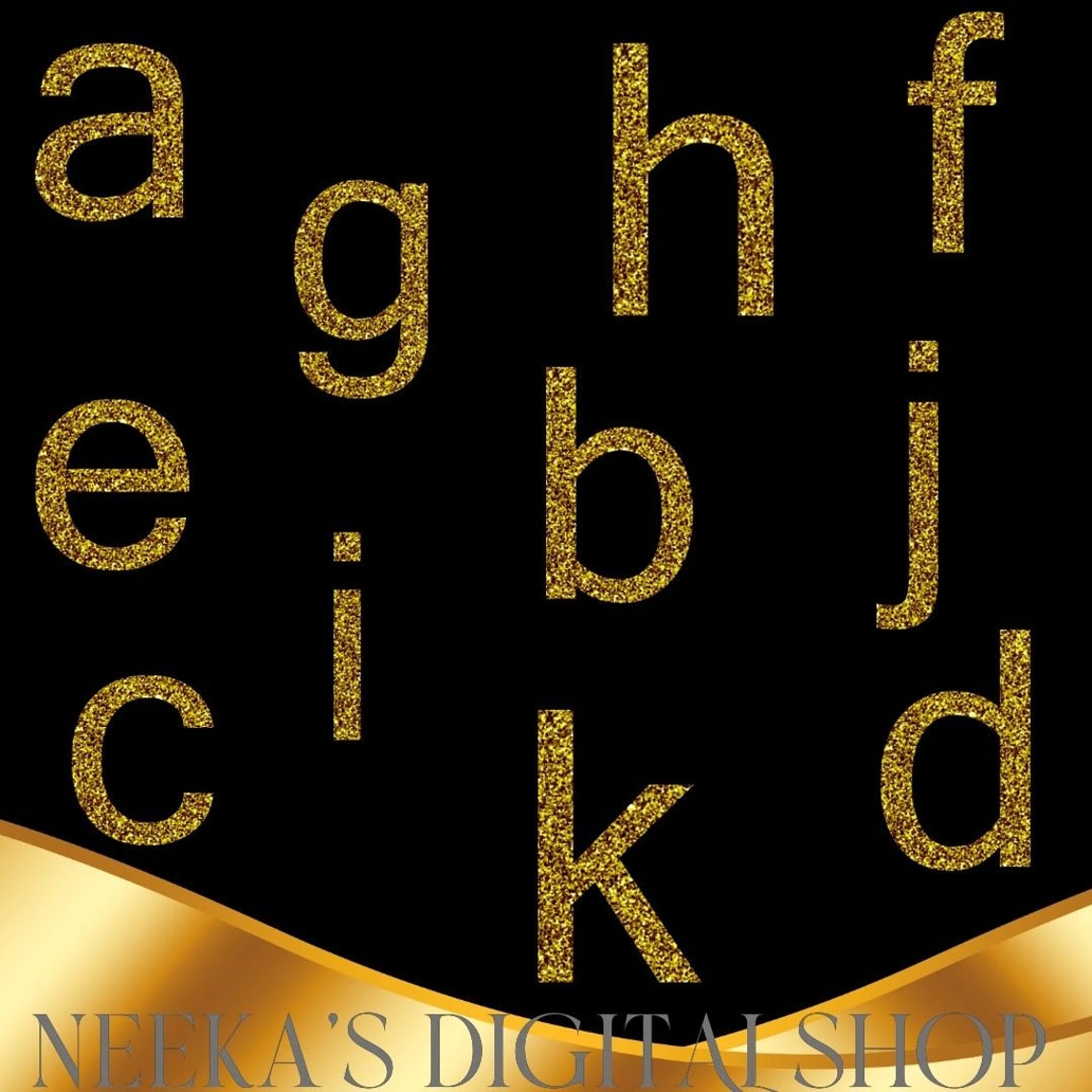 Gold Glitter Alphabet Clipart Gold Glitter Letters Design | Etsy
