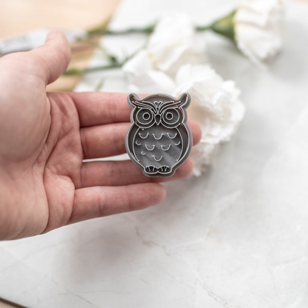 Owl Polymer Clay Cutter with Stamp - DIY Gift for Teacher, Back to School Polymer Clay Tools