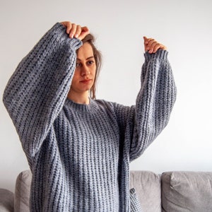 Grey Cotton Sweater Etsy