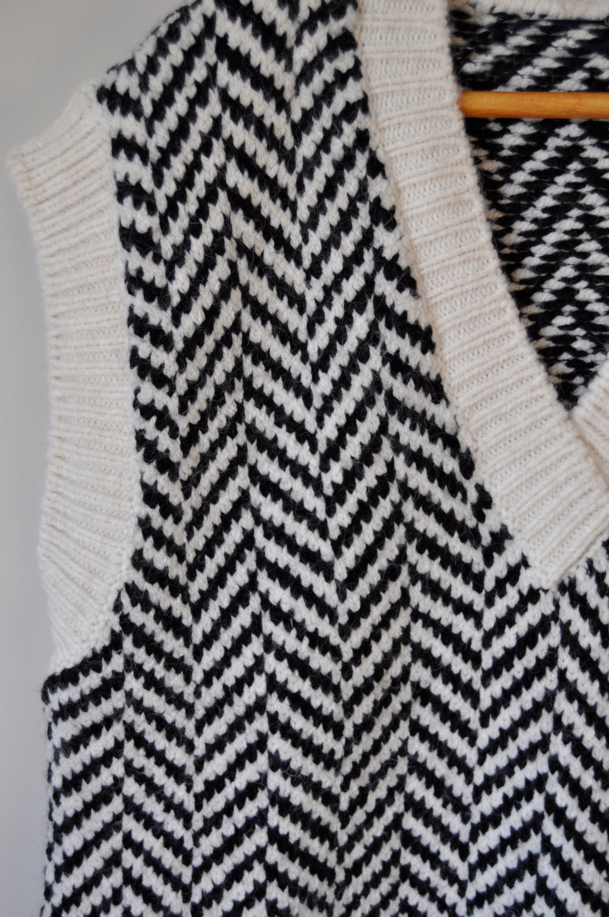 Sueter de cebra chaleco algodon negro blanco organico largo sin mangas V cuello punto Etsy Mexico