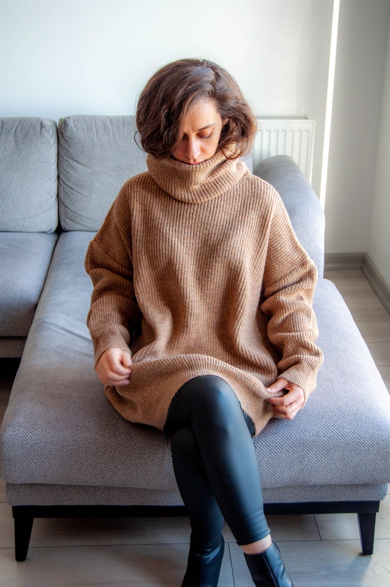 Stay Cozy in Style: The Turtleneck Tunic Sweater in Organic Cashmere and Wool and Modal image 3