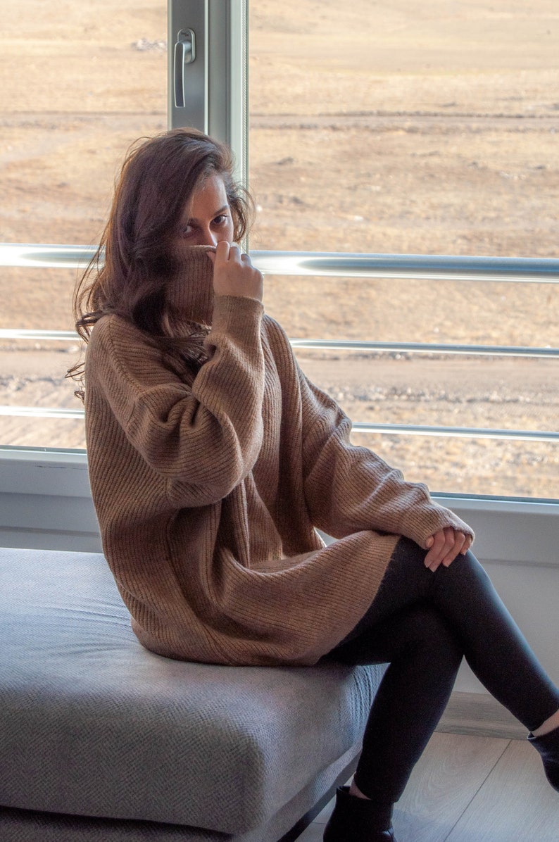 Stay Cozy in Style: The Turtleneck Tunic Sweater in Organic Cashmere and Wool and Modal image 4