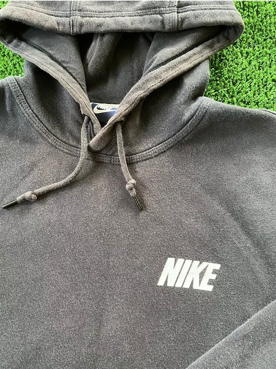 Nike Hoodie Sweatshirt Swoosh Faded Black Vintage