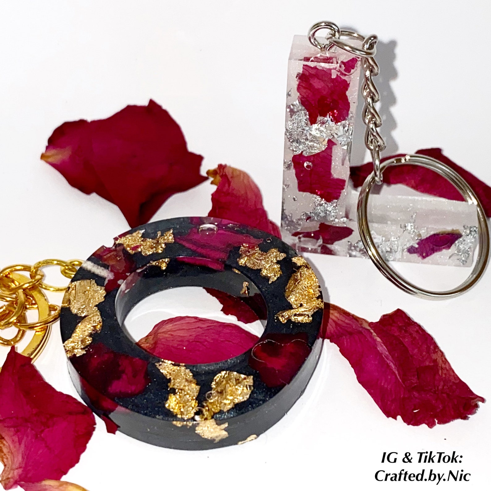 Keychain with Real Roses Customizable Rose Initial Keychain Etsy