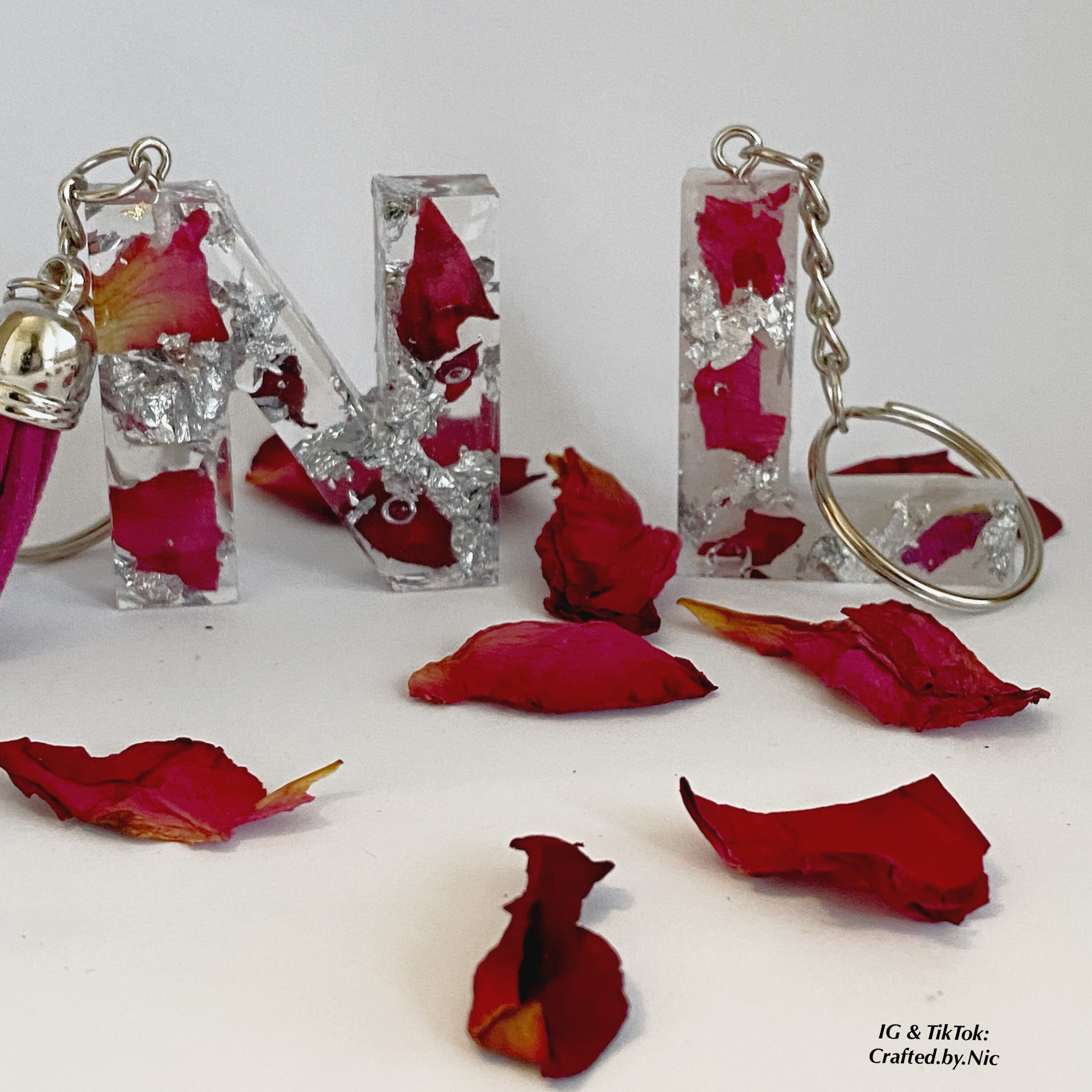 Keychain with Real Roses Customizable Rose Initial Keychain Etsy