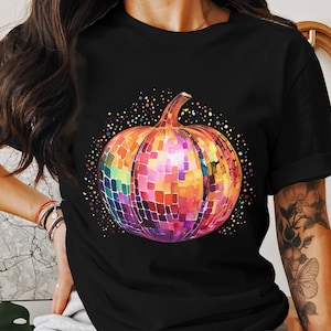 Disco Ball Pumpkin PNG, Retro Halloween Clipart, Fall Sublimation PNG, Groovy Pumpkin Digital Download