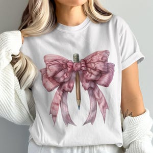 Pencil Coquette Bow PNG, Teacher Coquette Bow, Coquette bow png, Back to school, teacher gift, teacher shirt png, Coquette Pencil