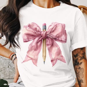 Pencil Coquette Bow PNG, Teacher Coquette Bow, Coquette bow png, Back to school, teacher appreciation, teacher shirt png, Coquette Pencil