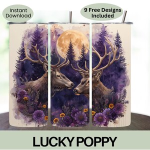 Deer Elk Forest Digital Download, Woodland Scene Print, Forest Elk Tumbler PNG, Nature Decor, Forest watercolor PNG, Hunting Season PNG Wrap