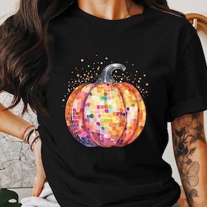 Disco Ball Pumpkin PNG, Retro Halloween Clipart, Fall Sublimation PNG, Groovy Pumpkin Digital Download