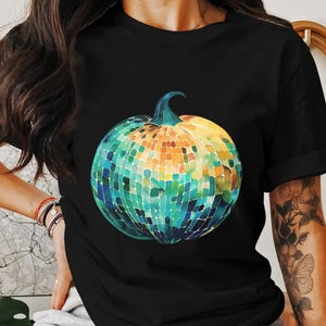 Disco Ball Pumpkin PNG, Retro Halloween Clipart, Fall Sublimation PNG, Groovy Pumpkin Digital Download