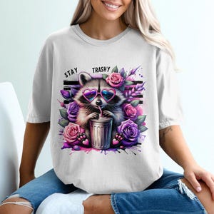 Stay Trashy Raccoon 20 oz Skinny Tumbler Sublimation Design Digital Download PNG Funny Raccoon Tumbler WrapCoffee Clipart