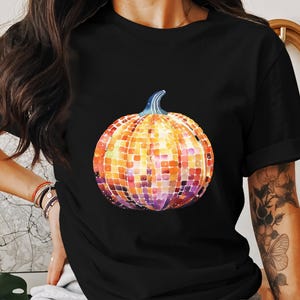 Disco Ball Pumpkin PNG, Retro Halloween Clipart, Fall Sublimation PNG, Groovy Pumpkin Digital Download