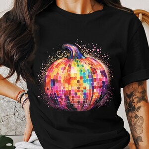 Disco Ball Pumpkin PNG, Retro Halloween Clipart, Fall Sublimation PNG, Groovy Pumpkin Digital Download