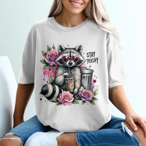 Stay Trashy Raccoon 20 oz Skinny Tumbler Sublimation Design Digital Download PNG Funny Raccoon Tumbler WrapCoffee Clipart