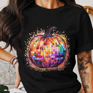 Disco Ball Pumpkin PNG, Retro Halloween Clipart, Fall Sublimation PNG, Groovy Pumpkin Digital Download