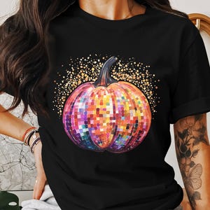 Disco Ball Pumpkin PNG, Retro Halloween Clipart, Fall Sublimation PNG, Groovy Pumpkin Digital Download