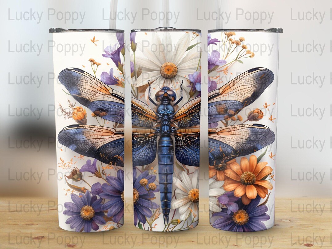 Watercolor Dragonfly Floral Clipart Sublimations Bundle, Insect PNG ...
