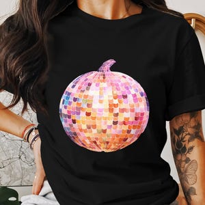 Disco Ball Pumpkin PNG, Retro Halloween Clipart, Fall Sublimation PNG, Groovy Pumpkin Digital Download