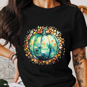 Disco Ball Pumpkin PNG, Retro Halloween Clipart, Fall Sublimation PNG, Groovy Pumpkin Digital Download
