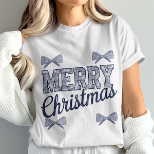 Grand Millennial Coquette Christmas png, Blue Toile Merry Christmas design, chinoiserie png, Trendy glitter png, Preppy Christmas shirt png